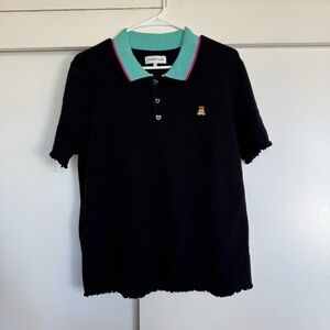 Teddy Fresh Black Polo with Teal Collar